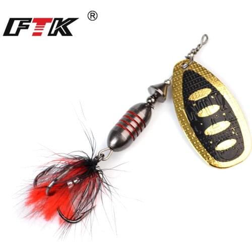 FTK 1pc 17.5g Spinner Bait Metal Fishing Lures With Feather Treble Hook Arttificial Hard Bait Spoon Lure Wobblers Pike Tackle