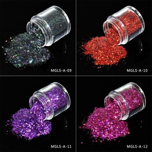 Holographic 10ml 12Colors Mix Nail Glitter Powder Sequins Powder For Nail Art Decoration Gradient ultra-fine flash Glitter,kj776