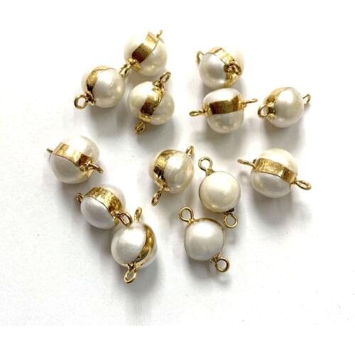 Classic Style Spherical Exquisite Freshwater Pearl Material Pendant Connector Elegant and Beautiful Jewelry DIY Holiday Gift