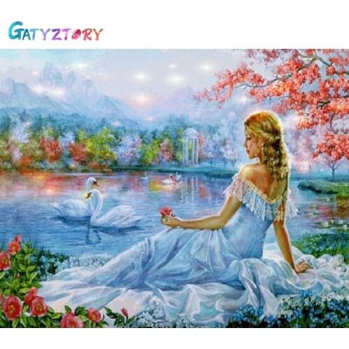 GATYZTORY Full Square Diamond Painting Girl 5D DIY Diamond Embroidery Mosaic Figure Home Decoration Art Kits