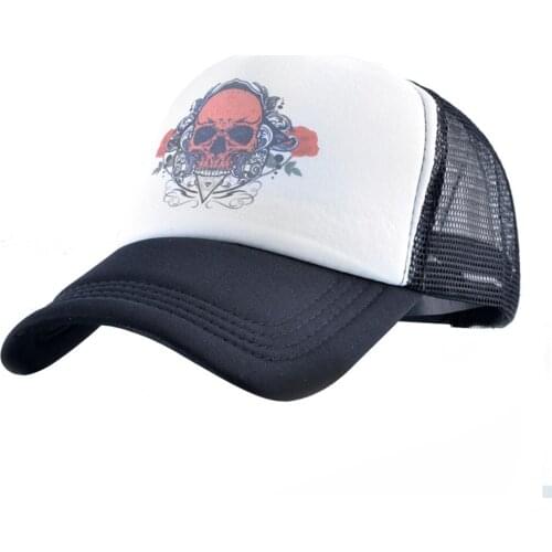 Unisex Cap Skull Printing Mesh Baseball Cap Casual Adjustable Snapback Hats For Women Men Hip Hop Trucker Cap Streetwear Dad Hat