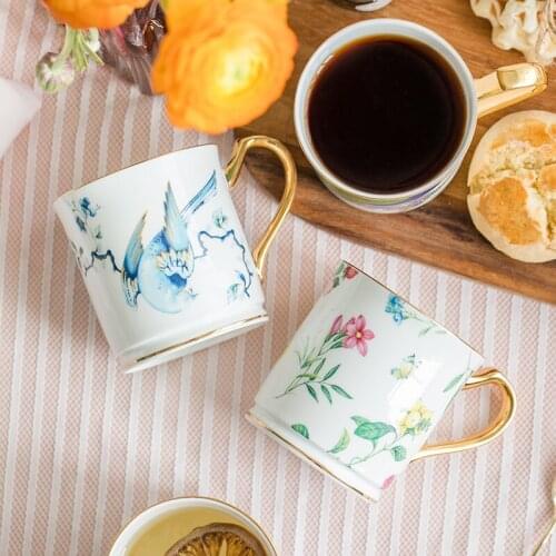 EECAMAIL Bone Porcelain Coffee Cup European-Style Mug Water Cup Ceramic Cup With Lid Spoon Ins Custom Creative