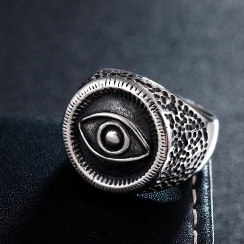 Evil Satan Eye Ring 316L Stainless Steel Jewelry Cool God Eye All Seeing Eye Ring