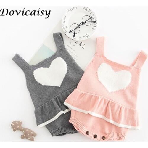 Sweet Heart Baby Girl Knit Romper Princess Newborn Baby Clothes Autumn Winter Wool Knitting Girls Jumpsuit Warm Sweater Outfits