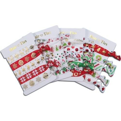 Combined Sale 5pcs Christmas Decoration Supplies Party Bracelet Party Hair Ties Christmas Series Knotted Hair Band Elastic Band