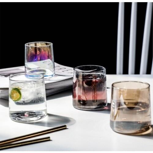 Creative Multi-Colored Wine Glass Whiskey Glasses Cocktail Brandy Glass Milk Juice Transparent Water Cups Home Kitchen Drinkware