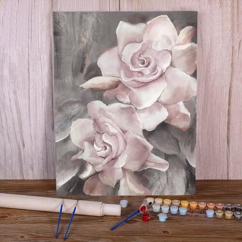 Flower Pink Grey Floral Nordic DIY Paint By Numbers Kit Oil Paints 50*70 Oil Painting Home Decor For Kids Handiwork Art