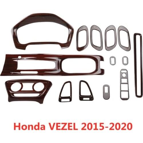 Wood Grain Car Steering Wheel Sticker Gear AC Control Panel Cover Moulding Trim for Honda VEZEL 2015 2016 2017 2018 2019 2020