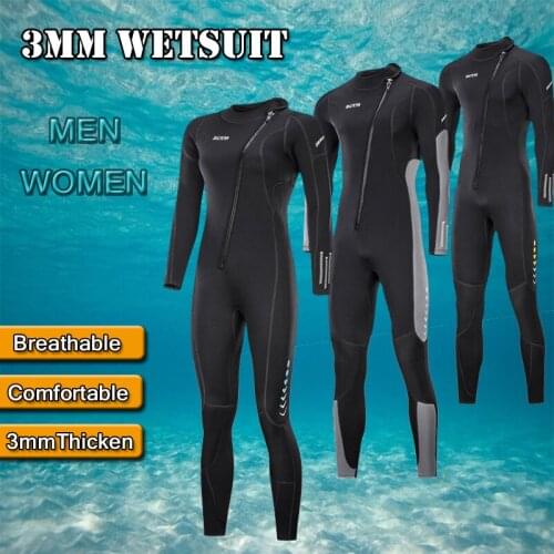 1Set NEW 3mm Mens Womens Zip Long Sleeve Wetsuit Cold-proof Neoprene Wet Suit Bodyboard Spearfishing Surf Swimwear S-4XL
