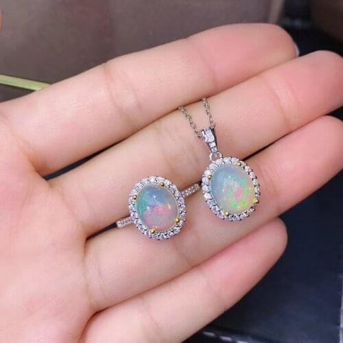 New Coming Natural and Real Natural and Real Opal jewelry set Natural Real Opal 925 sterling silver 1pc pendant,1pc ring