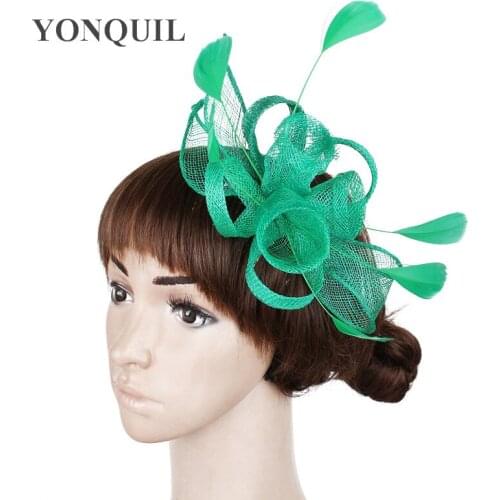 New Arrival Green Chic Fascinator Hats Sposa Wedding Headwear Elegant Women Formal Occasion Race Feather Hair Accessories SYF231