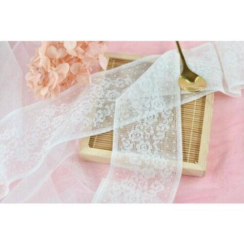 2 Meters/lot 5.7cm White Elastic Lace Trimming for Garment Decoration and DIY Craft Lace Trimming