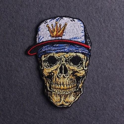 Skull/Joker Patch Embroidered Patches For Clothing Punk Patch Iron On Patches For Clothes King Animal Stickers On Clothes Stripe