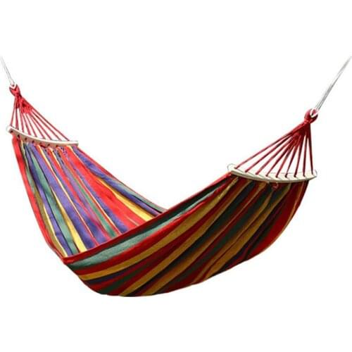 Portable Canvas Hammock Durable Anti Rollover Hanging Chair Camping Ultralight Stripe Hang Bed For Outdoor Hiking Travel