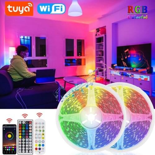 RGB LED Strip Waterpoof Dimmable 12V 5050 IR Remote/Bluetooth /Tuya Smart Wifi Control For Bedroom Decoration With Alexa Google