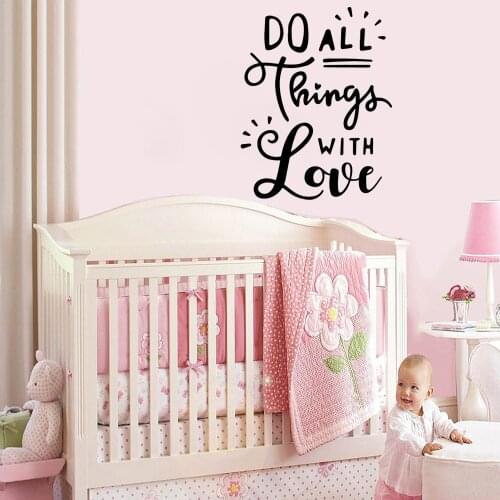 Diy do all things with love Frase Wall Stickers For Kids Room Vinyl Wallpaper Decals Bedroom Art Mural Sticker Decoration
