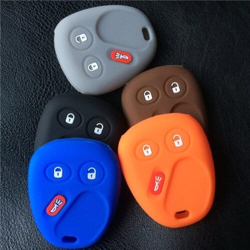 Silicone rubber car key cover case for Chevrolet S10 Silverado Suburban Tahoe for GMC Sierra Sonoma Yukon 3 button rempte key