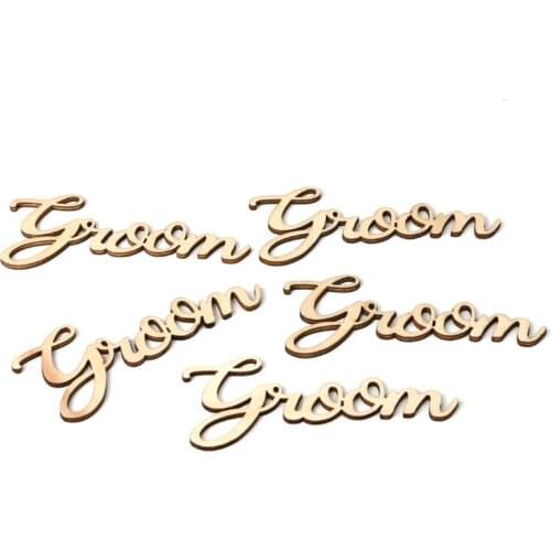 5pcs Wedding Decoration Bride / Groom Wooden Letter Logo Hen Party DIY Cake Topper Single Party Bride Shower Party Decoration-7
