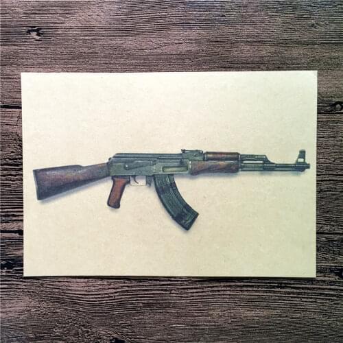 Vintage home decor poster kraft paper "Vintage AK-47"painting for wall pictures living room house cafe bar FI-023 42X30CM