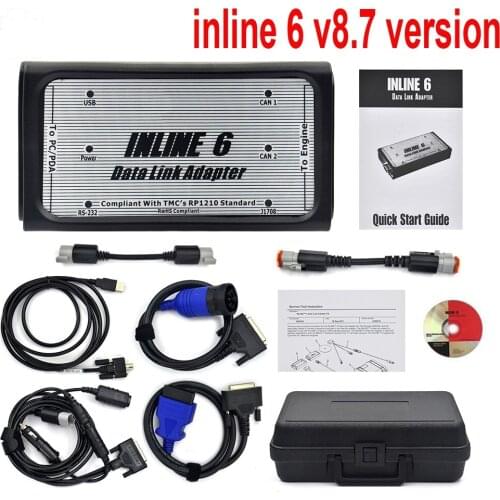 INLINE 6 Data Link Adapter Heavy Duty Scanners Full 8 Cable Truck Profession Diagnostic Tools in CAN Flasher Remapper @ 5
