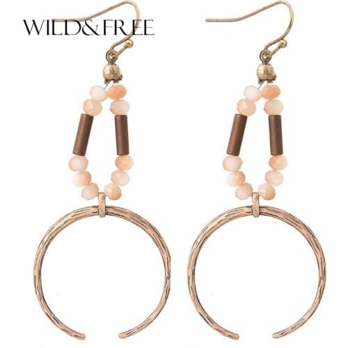 Wild&Free Bohemian Open Drop Earrings For Women Fashion Handcraft Beads Strand Alloy Earrings Statement Jewelry Drop Shipping