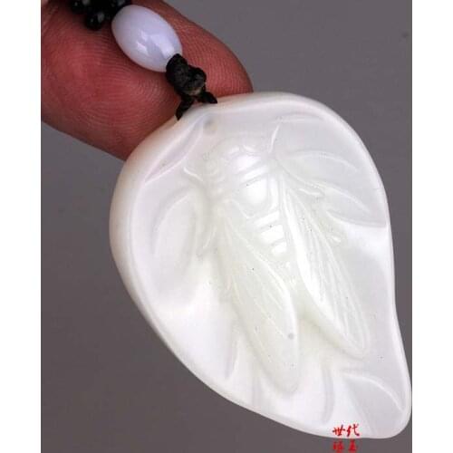 Xinjiang Hotan Jade Cicada Pendant Suet White Jade Pendant