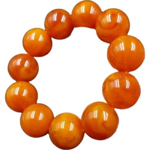 Yellow amber round bead bracelet Light yellow beeswax bracelet Old floating salt water amber bracelet