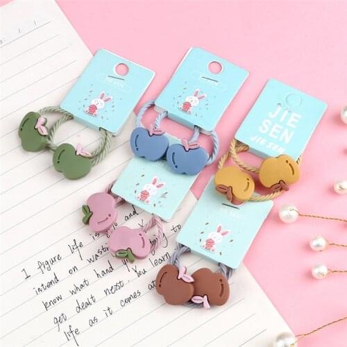 1 Pair Cute Girls Hair Bands Cartoon Fruits Apple Rubber Band for Children Kids Hair Accessories Headband Scrunchies Holder Gift