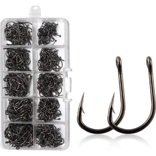 100Pcs Strong Carbon Steel Saltwater Freshwater Wide Crank Offset Sharp Barbed Carp Fishing Circle Jig Hooks For Soft Worm Lure
