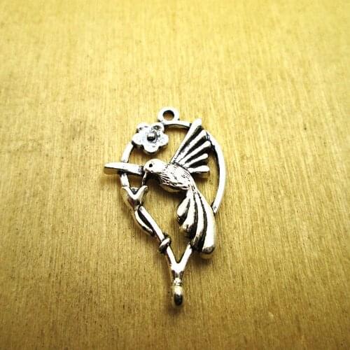 12pcs 22 x 30mm Hummingbird Charms Hummigbird Connectors DIY necklace/ bracelets charms antique silver tone