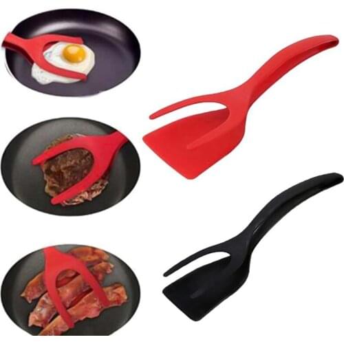 2 In 1 Grip and Flip Tongs for Fried Egg Clip Toast Spatula Pancake Toast Omelette Beefsteak Overturned Turner Kitchen Supplies