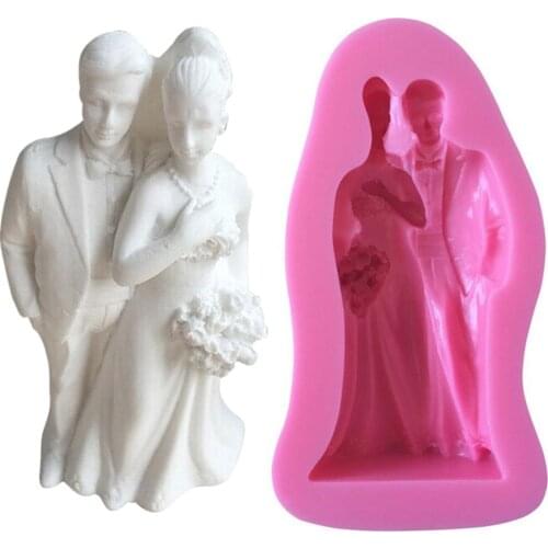 3D Bride And Groom Wedding Silicone Fondant Molds For Baking Cake Border Cake Decorating Tools Cupcake Candy Chocolate Mold M976