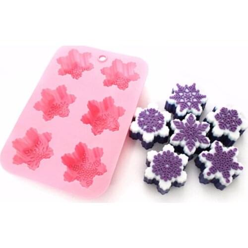 6-Snowflake Flexible Silicone Soap Cake Mold Candy Chocolate Mould Tools Kitchen 2018 Newest DIY