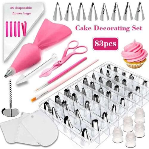 83pcs/8pcs Silicone Pastry Bag Tips Kitchen DIY Icing Cream Reusable Pastry Bags Nozzle Set Cake Decorating Tools 40P