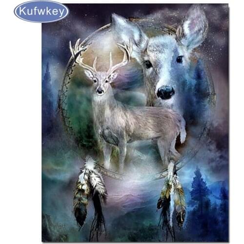 5D DIY Diamond Painting Dream catcher & deef"3D Diamond Embroidery Cross animal Stitch Needlework Home Decor Round/square drill