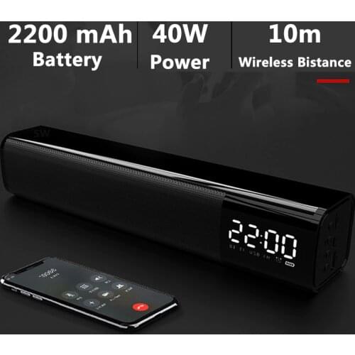 40W Soundbar Wireless Altavoz Bluetooth Speaker Home Theater Sound Barcar Bathroom Speaker Column Music Center Subwoofer TF Card