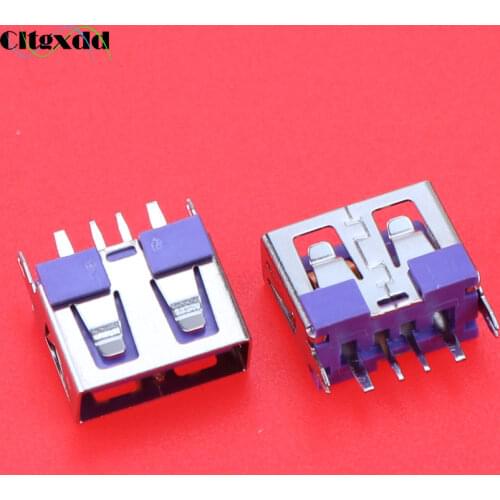 Cltgxdd 1PCS USB Type A Female Socket Connector 180 Degrees 4 Pin Plug Jack Connectors USB 2.0 10.0 Flat Short Body Vertical