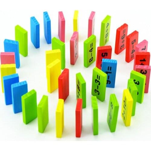 Kids Math Toys Wooden Multicolour Mathematics Math Digital Domino Set Blocks Early Learning Toy for Children Educational Toy