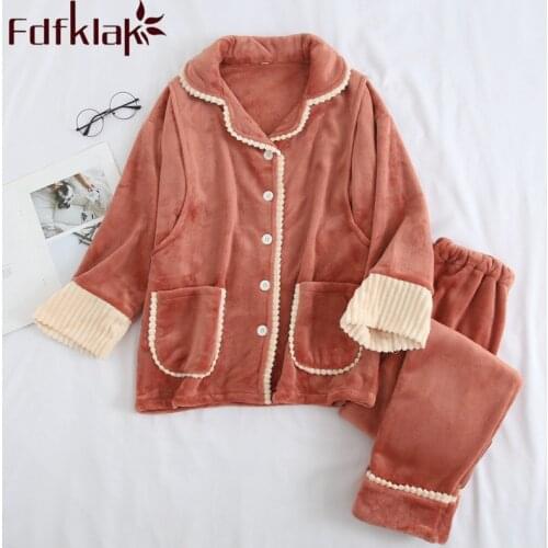 Fdfklak Flannel Sleepwear Maternity Nursing Pajamas Pregnant Pyjama Long Sleeve New Autumn Winter Pijama For Pregnant Woman