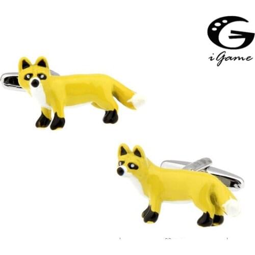 Shirt Quality Copper Material Unique Yellow Fox Style Cuff Links
