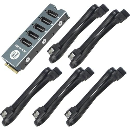 JEYI SATA Disk Array Card JMS585-Slim 5 Ports SATA3 for M. 2 for Nvme PCI-E 3.0 to SATA 16G Cooler Radiator for ThunderBolt 3