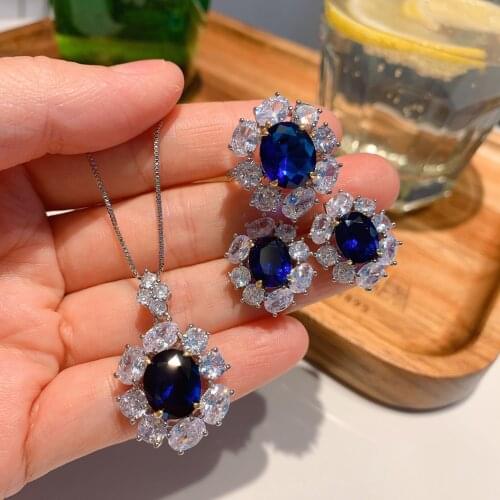 QTT Charms 925 Sterling Silver Jewelry Sets Gemstone Lab Diamond Ring Earrings Necklace Womes Wedding Party Fine Jewelry Set