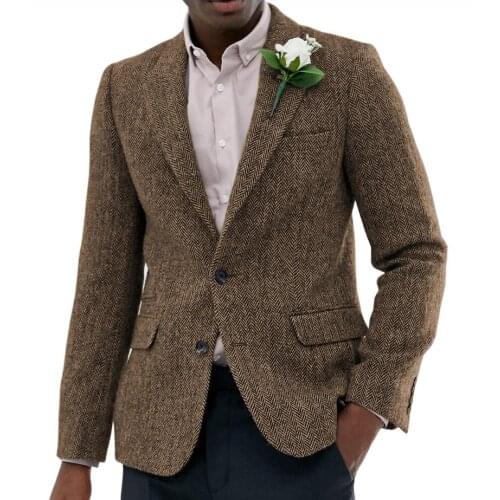 Herringbone Pattern Suit Fashion Green Spring Warm Business Blazer Prom Party Black Brown Waistcoat Tuxedo Jacket For Wedding