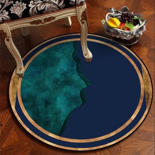 Round Carpet Blue Green Stitching Color Printed Soft Carpets For Living Room Anti-slip Rug Chair Floor Mat For Home Decor