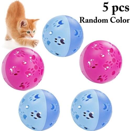 Legendog 5pc Hollow Ball Cat Toys Kitten Bell Toy Cat Rattle Ball Toy Kitten Cat Toys Plastic Play Balls For Catch Cats Supplies