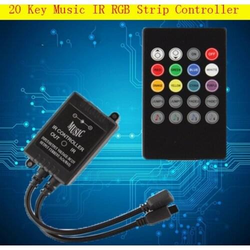 Music IR Controller 20key Remote Sound Sensor For 3528 5050 RGB LED Strip Light,DC12-24V, DHL free shipping