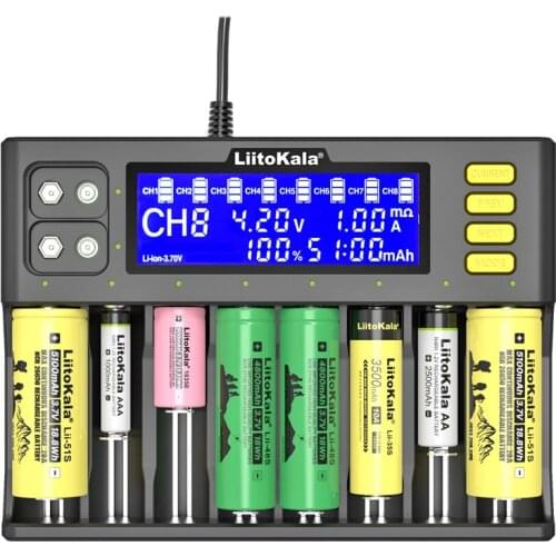 2020 NEW LiitoKala Lii-S8 Battery Charger 3.7V Li-ion NiMH 1.2V Li-FePO4 3.2V IMR 3.8V for 18650 26650 21700 26700 AA AAA
