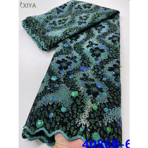 New Arrival Sequin Lace Fabric Green African French Tulle Mesh Lace Fabric for Wedding Velvet Lace Fabric with Sequins APW4086B