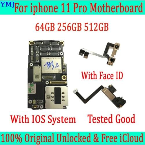 Original Motherboard For iPhone 11 Pro 64GB 256GB Factory Unlocked Mainboard Clean iCloud with chips IOS Update Support 4G LTE
