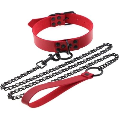 Fetish Slave Game Bondage Neck Collar PU Leather Necklace BDSM Bondage Restraints Sex Collar Toys For Woman Erotic Accessories